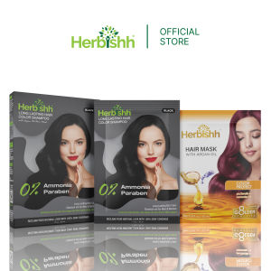 Herbishh Magic Hair Dye Shampoo Black 30ml Sachet | 3 in 1 Grey Coverage | Trial Pack