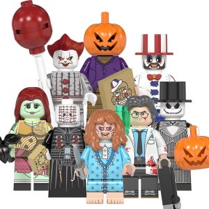 เครื่องตัดไม้สยองขวัญฮาโลวีน Las Listrik ต่อสู้กับไฟหุ่นซอมบี้ ขนาดเล็กของเล่นบล็อคก่อสร้างของขวัญคริสต์มาส