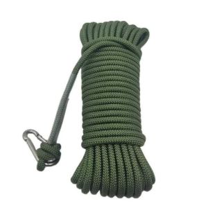 AFAU 10 meters 10mm Utility Rope with 2 Steel Carabiner Outdoor Activities Rescue/Safety/ Escape/Climbing/DogLace Nylon Escape Safety Rappelling Rope Professional Outdoor Activities Hiking Rope