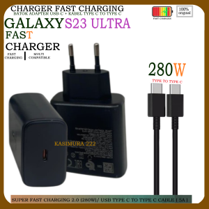 Charger For SMSNG Galaxy S23 Ultra 280W Support Fast Charging 2.0 Type C To C Cable 5.A Full Black