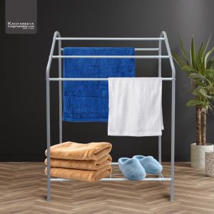 KANTAREEYA ราวตากผ้าขนหนู ราวตากผ้าขนหนูพร้อมชั้นวางผ้า 24x62x96cm. รุ่น KT-EP23 ราวตากผ้าเช็ดตัว ราวตากผ้าเตี้ย ราวมินิมอล ราวตากผ้า ราวพาดกางเกง