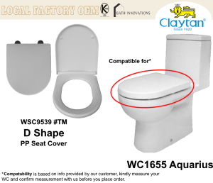 Claytan WC1655 Aquarius Toilet Seat Cover Replacement (Soft Close)   WSC9539 #TM