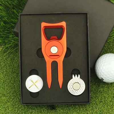 FIGHTINPC Green Fork Green Fork Marker Set Marker Golf Cap Clip Golf Ball Fork Golf Divot Repair Tool Detachable Golf Ball Marker Hat Clips Golfer Gift Box