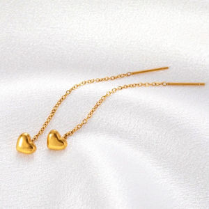 ต่างหูหัวใจสแตนเลสชุบทอง 18K เกาหลีแฟชั่นผู้หญิงเครื่องประดับ