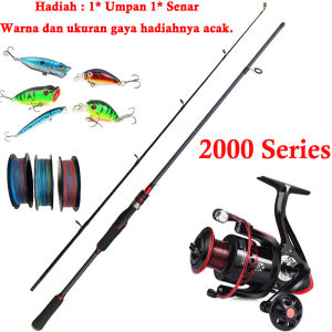 Pancing 1 Set Lengkap 1.65M/1.8M/2.1M 2 Sections Carbon Rod Travel Lure Rod Model 2000-6000 Gear Ratio: 5.2:1 Spool Reel Pancing Aluminum Spool Fishing Reel Max Drag 2-8KG Pancing Set Lengkap