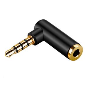 L Shaped 3.5mm Male to Female Sound Adapter 4 Section Connector Head for Gaming Headsets & Mobile Devices