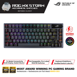 ASUS ROG Azoth 75% Wireless Custom Gaming Keyboard - 3 Layer Dampening Hot Swappable Pre-lubed switches & stabilizers OLED Display PBT Keycaps