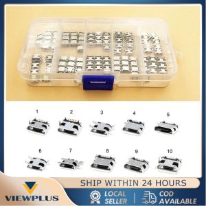 240pcs Soket Micro USB 5 Pin Type B Female Berbagai Model Conector Charger