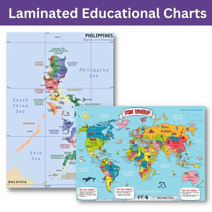 Laminated Calabarzon Map, Flags of the World, World Map, Philippine Map, NCR Map, National Capital Region Map, Periodic Table, Periodic Table of Elements Educational Charts