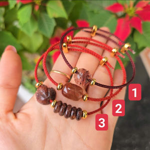 Q2352 Vòng lu thống ngũ điếu cỏ 4 lá hồ ly Thạch Anh Tóc Đỏ dây cáp 3 mẫu xinh Hỏa và Thổ - Phong Thuỷ TUDO P