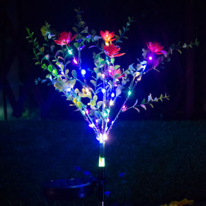 With 7-head Solar Powered String lights Plant Lifelike Artificial Plastic Simulation Flowers for Home