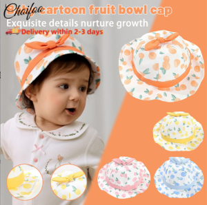 ChoiFoo Choifoo หมวกเด็กแบบบางใหม่หมวกเด็กอ่อนลายการ์ตูนผลไม้หมวกชาวประมงหมวกบังแดดเย็นและทารกแบบระบายอากาศ