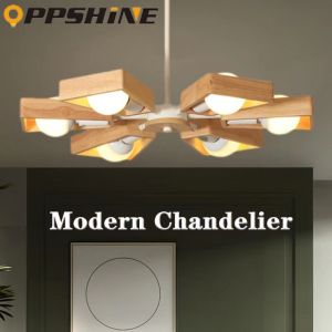 Modern Creative Wooden Led Chandelier Minimalist Living Room Ceiling Lights Nordic Wood LED Pendant Lamp for Bedroom Home Decor