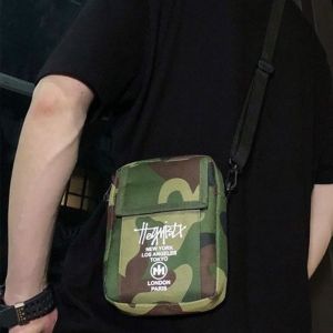 DYJKOUG Korean Style Men Sling Bag Wallets Zippers Shoulder Chest Bag Retro Letters Mini Crossbody Bag Daily