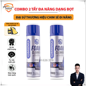 Bộ 2 chai Xịt Bọt Đa Năng M002 OMINO Vệ Sinh Nội Thất 650ml - Ghế Da Ô Tô và Nội thất gia đình- Chính Hãng Omino Vietnam