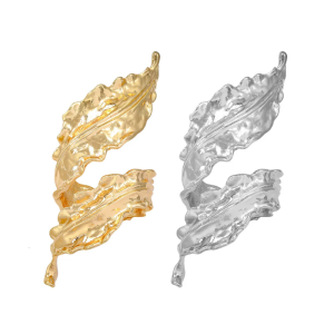 Fashionable Irregular Leaf Shaped Bracelet Adjustable Wristband for Women Retro Hiphop Bangle Street Party Jewelry