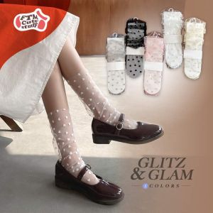 (พร้อมส่ง) ถุงเท้าซีทรูหัวใจรุ่นใหม่! 5สี ถุงเท้าซีทรูวินเทจ