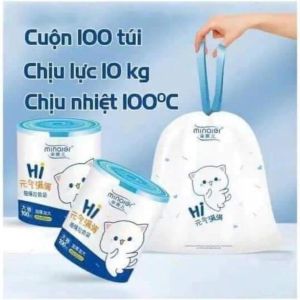 100 túi đựng rác Minaier có dây rút tự huỷ sinh học chịu nhiệt tiện lợi Phukienprocare