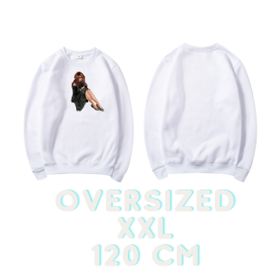 Joy Sana Sweater Oversize Wanita Ukuran Jumbo Big Size XXL Bahan Fleece Motif Women & Black Cat