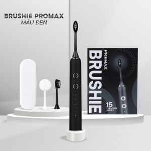 Bàn Chải Điện Brushie Promax phiên bản nâng cấp 2025 với 15 chế độ làm sạch tích hợp máy rửa mặt 2in1 - Hàng chính hãng