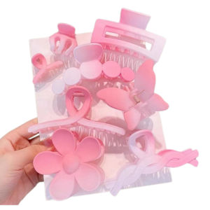 Set 8 Kẹp Tóc Màu Hồng GRADIENT Hoa Anh Đào Ngọt Ngào Dễ Thương Cho Nữ Phụ Kiện Tóc Càng Cua