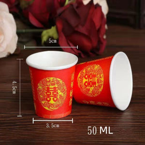 100pcs red disposable paper cups with festive characters for banquets disposable paper cups with festive characters water cups/wedding supplies