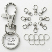 Lobster Clasp Snap Hooks with Key Rings Swivel Hardware for Keychain Making Jewelry DIY Crafts