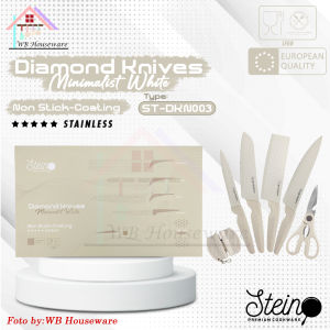 STEIN STEINCOOKWARE diamond knive minimalis white / gunting pisau set anti lengket motif diamond patent ST-DKN003