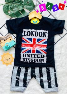 Setelan Baju bayi laki laki motif karakter LONDON KINGDOM usia baby 3-24 bulan/ MAX BB 12 KG