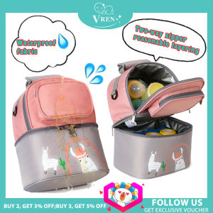 VREN กระเป๋าใส่ผ้าอ้อมอัลปาก้าน่ารักสำหรับเด็กกระเป๋าแฟชั่นใหม่รักษาอุณหภูมิด้วยผ้ากันน้ำ100% ถุงใส่นมแม่สำหรับเด็กทารก0-3Yrs