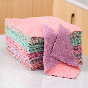Yoice 1Pcs Microfiber Non Stick Oil Coral Fleece Absorbent Kitchen Towel And Hand Towel 25x15cm
