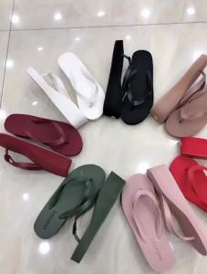 [Free Shipping] Flip-Flops For Women Summer Wedge-Heeled Beach Sandals Thick-Soled Candy-Colored Slippers For Women Trendy Outdoor Wear