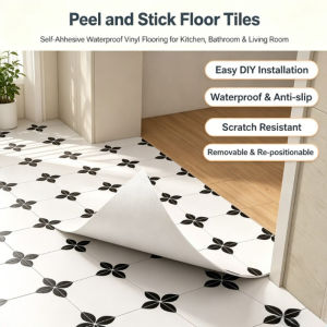 Peel and Stick Floor Tiles 30×30cm Self Adhesive Vinyl Floor Tiles Waterproof Anti-Slip Floor Stickers for Bathroom Kitchen Bedroom Home Renovation
