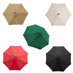 Replaceable Canopies Backyard Patios Umbrella 2M Diameter 6 Ribs Design Sun Blocking Water Resistant Outdoor Sunshade