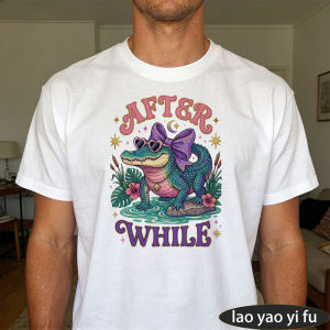[Local Stock] HBESTY  After While Bow Sunglasses Alligator Tropical Flower Men Summer Cotton T Shirt Cute Girly Reptile Graphic Daily Holiday Wear Top