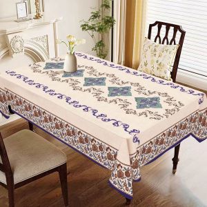 Boho Table Cloth Floral Waterproof PVC Table Cover Vintage Stain Resistant Mantel for Dining & Kitchen Home Decor