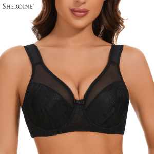 Sheroine Plus Size Womens Lace Floral Minimizer Bra Underwire Full Coverage Unpadded Bras for Women Lifting Support Comfort2026