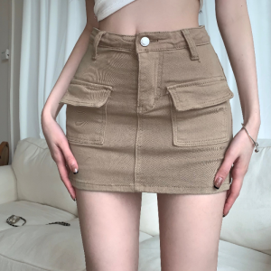 MANNASU Plus Size S~6XL 5 Colors High Waist Denim Skirt for Women Korean Style Hot Girl A Line Hip Cover Denim Skirt