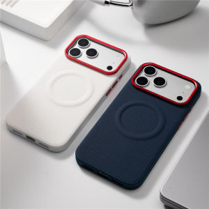 Luxury Diamond Woven Pattern PU Leather Case For iPhone 17Pro Air 17 16Pro 17Pro Max For Magsafe Matte Protective Cover