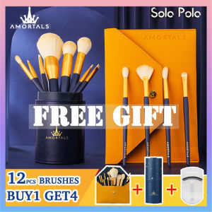 Sola_Pola KOREAN AMORTALS STARFALL Makeup Brush Set 12Pcs High Quality Cosmetics Make Up Brushes Set Eyeshadow Beauty Tools Kits with Free Organizer Bag and Bucket Container