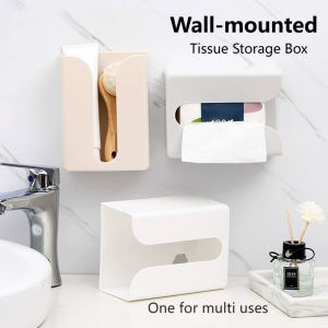 Bathrrom Tissue Holder No-Punching Wall-Mounted Toilet Paper Storage Box Kitchen Container Home Storage Box