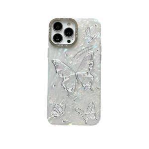 Terbaru Case Iphone Hologram Butterfly Lanyard For iPhone 11 12 13 14 15 Pro Max 15+ 14+ Plus Casing Pelindung Camera