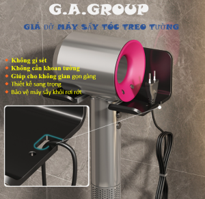Giá Treo Máy Sấy Tóc  lắp đặt không cần khoan an toàn tiện lợi