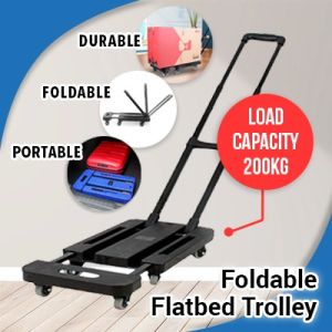 🇸🇬 Folding Hand Truck / 200kg Heavy Duty Luggage Cart / Utility Dolly Platform Cart with 6 Wheels / Flatbed Trolley