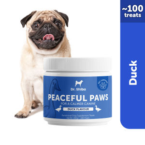 Dr. Shiba Peaceful Paws Healthy Calming Chews Treats Snack Supplement for Dogs | Packed with Essential Vitamins | Stress-Relieving & Soothing | Enhances Overall Well-being | Immune - Boosting