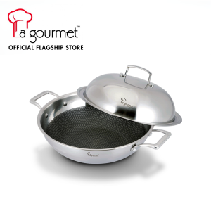 La gourmet Galactic Honeycomb 32/36cm Wok with Stainless Steel Cover (Induction)