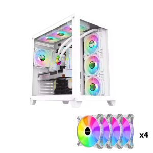 [ Black / White ] VIP EATX ATX Double side tempered glass transparent view PC Gaming Case / Casing