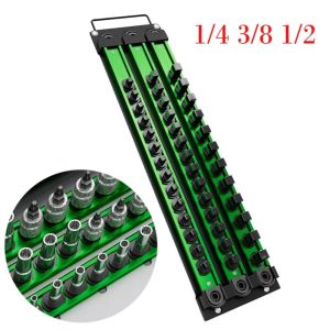 SELENAAL ic Sleeve Storage Rack 360° Rotating Plug Plate Green Hanging Storage Strip Portable 1/4 3/8 1/2 Inch Socket Clip Rail Holder Absorption Device Holder