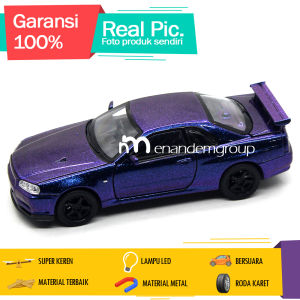 Diecast Miniatur Mainan Mobil Sedan Sport Klasik Mobil Sport Modern Skyline R34 Besi Metal 1/32