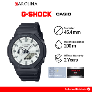 Jam Tangan Pria Casio G-Shock GA-2100WD-1A White Dial Black Rubber Band
